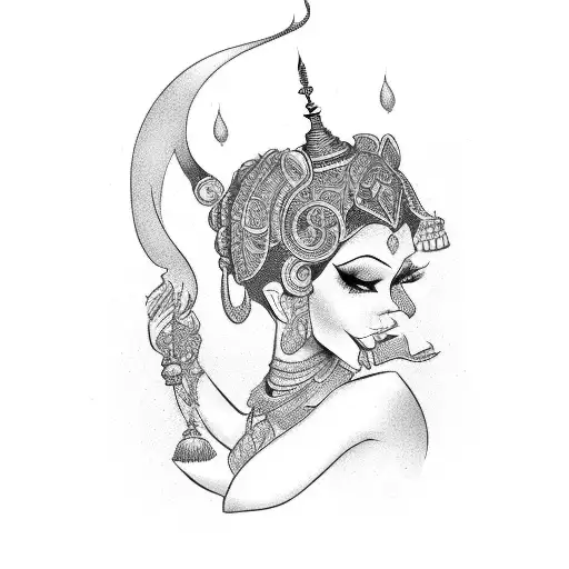 genie lady coming out of lamp tattoo design idea