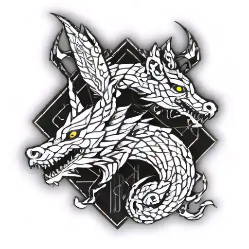 dragon and wolf tattoo design idea
