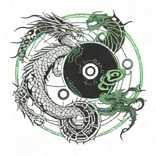 yin yang and dragon tattoo design idea