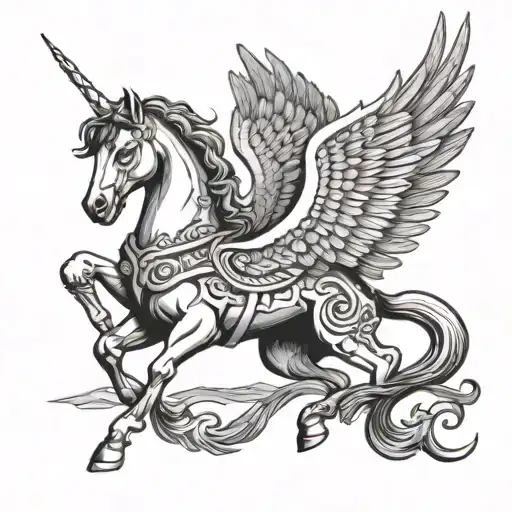greek pegasus horse with wings tattoo design idea