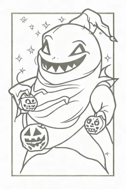 oogie boogie with dice tattoo design idea