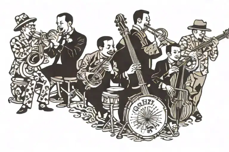 jazz band playing tattoo design idea