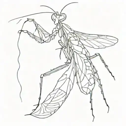 mantis top view line work tattoo design idea