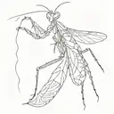 mantis top view line work tattoo design idea