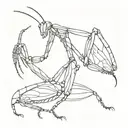 mantis top view line work tattoo design idea