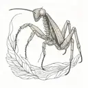 mantis top view line work tattoo design idea