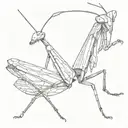 Praying mantis, top view, fine line tattoo tattoo design idea
