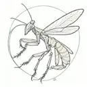 Praying mantis, top view, fine line tattoo tattoo design idea