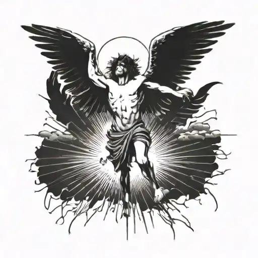 Icarus tries to reach for the sun as it falls from the sky tattoo design idea