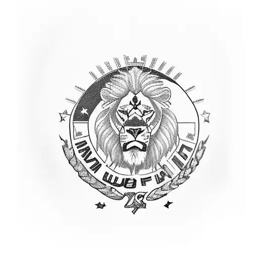 Gun m16 with Israeli flag on a dancing floor and a lion cub and the date 11.07.23 tattoo design idea