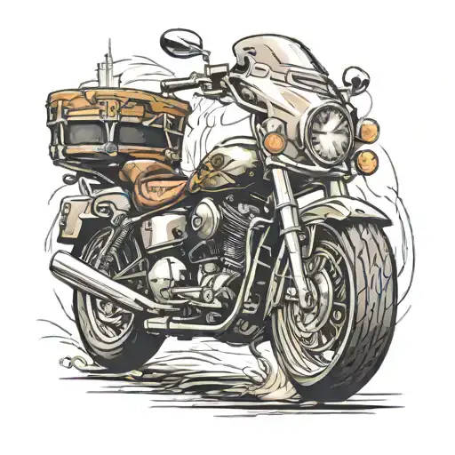 drumset and motorbike doing a wheelie tattoo design idea