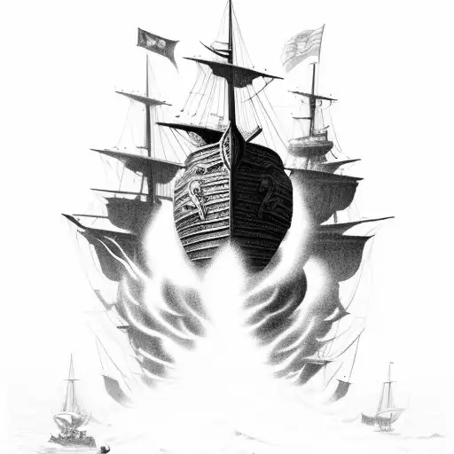 "Burning ship." Tribute to Hernán Cortés and his commitment to conquest. tattoo design idea