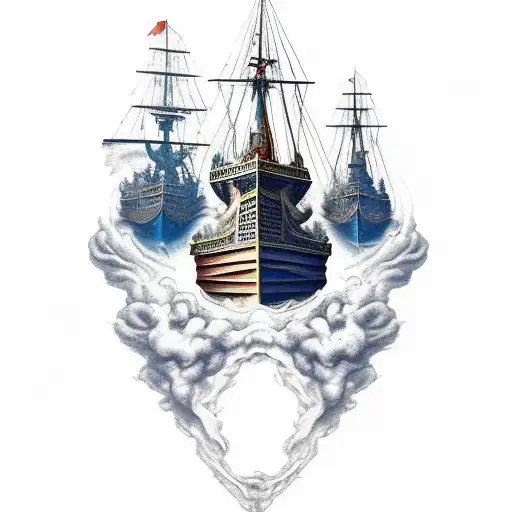 "Burning ship." Tribute to Hernán Cortés and his commitment to conquest. tattoo design idea