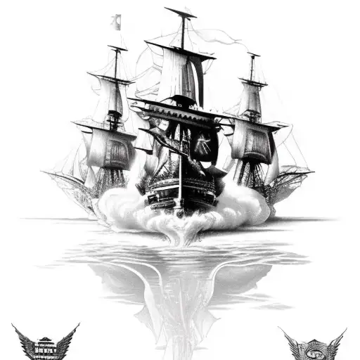 "Burning ship." Tribute to Hernán Cortés and his commitment to conquest. tattoo design idea