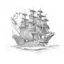 "Burning ship." Tribute to Hernán Cortés and his commitment to conquest. tattoo design idea