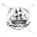 "Burning ship." Tribute to Hernán Cortés and his commitment to conquest. tattoo design idea