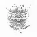 create a tattoo saying: Evolve or repeat,  by using the following :  Evolve:  The word “Evolve” is written in a watercol tattoo design idea