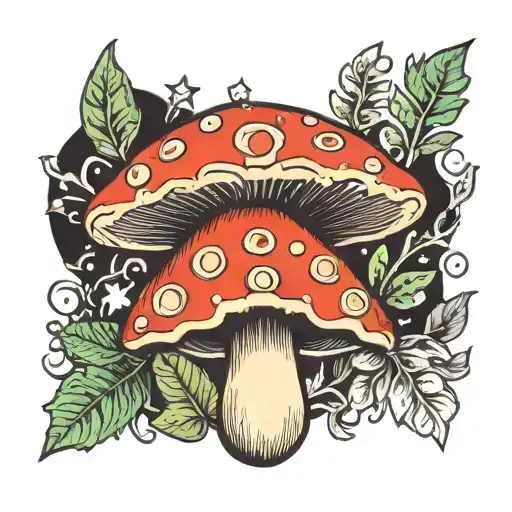 trippy mushroom tattoo design idea
