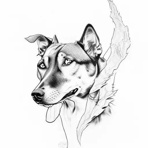 guerrero Espartano con un pitbull  y un lobo protegiendolo tattoo design idea