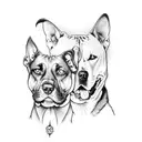 guerrero Espartano con un pitbull a su derecha y un lobo a su izquierda protegiendolo tattoo design idea