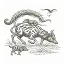 Running snake, wild boar and dog surrounded tattoo design idea