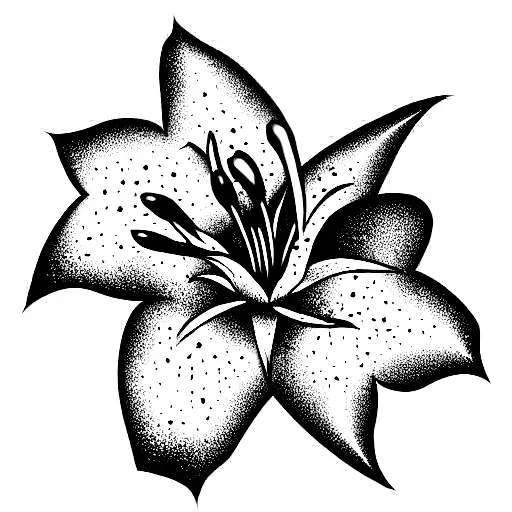 lily flower and stars intertwined tattoo design idea