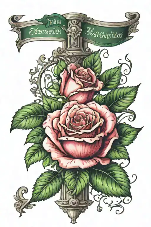 rose with emerald tablet tattoo design idea