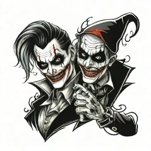 vampire joker and harley quinn tattoo design idea