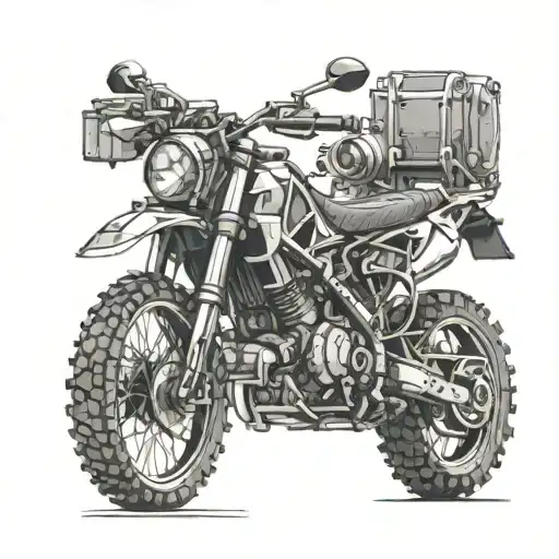 Incorporate a detailed dirt bike silhouette into a mechanical gear design tattoo design idea