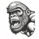 King gorilla screaming tattoo design idea