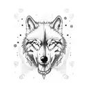 Pirate captain with a wolf companion in dotwork style tattoo design idea