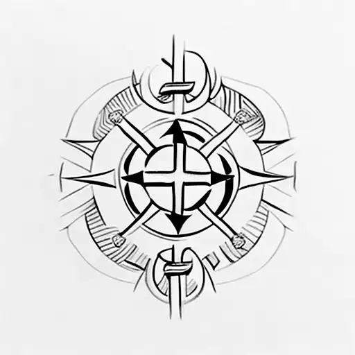 Create a Christian symbol where an anchor, compass and cross appear tattoo design idea