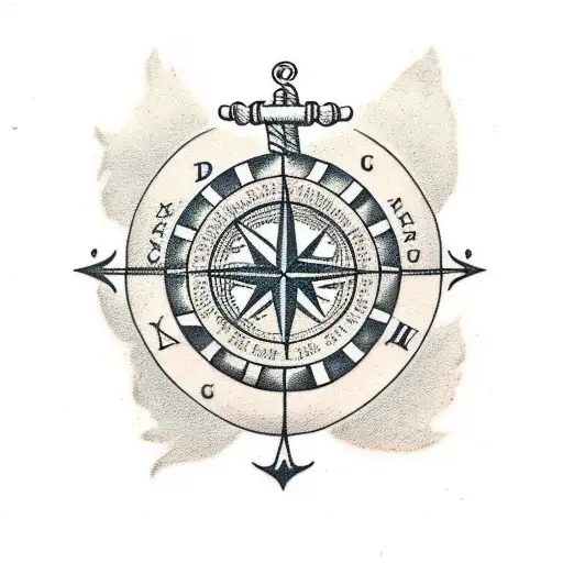  anchor, compass and cross tattoo design idea