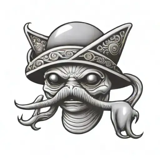 Iphone Alien emoji wearing fez and have a Turkish moustache tattoo design idea