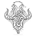 one hand adam creation and the other hand snake tattoo design idea