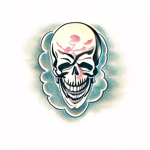 momento mori laughing skull  tattoo design idea