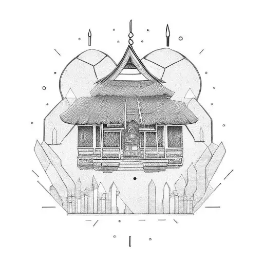 centered ayo ayo traditional house karonese with pengeret ret and tapak raja sul tattoo design idea