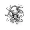 something with tentacles and eyes approaches from the darkness tattoo design idea