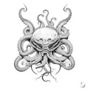 something with tentacles and eyes approaches from the darkness tattoo design idea
