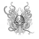something with tentacles and eyes approaches from the darkness tattoo design idea