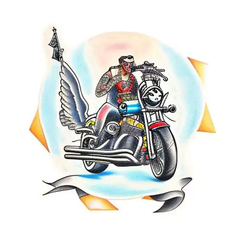 crazy motorcycle tattoo design idea