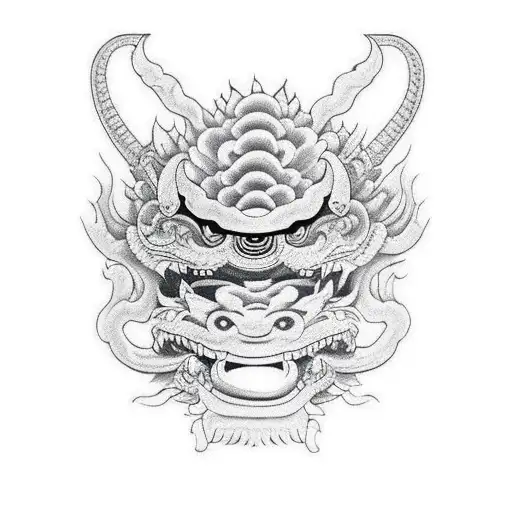 Hannya mask SNAKE AND chrysanthemum FULL ARM SLEEVE tattoo design idea