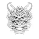 Hannya mask SNAKE AND chrysanthemum FULL ARM SLEEVE tattoo design idea