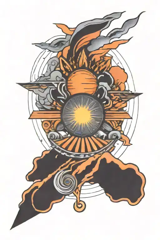 Tomorrow's Dust": A tattoo featuring a desert landscape with a sunset or sunrise, symbolizing renewal and the ephemeral  tattoo design idea