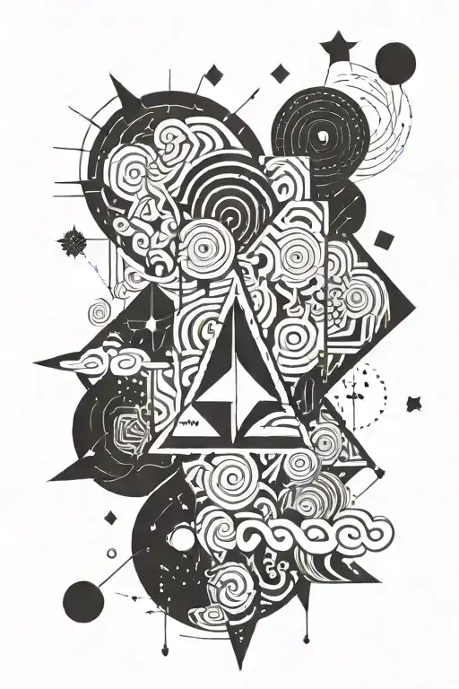 A psychedelic tattoo design inspired by Tame Impala's music, incorporating vibrant colors and abstract shapes tattoo design idea