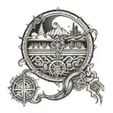 Borderline": A tattoo featuring a border or boundary line with psychedelic elements merging on either side, symbolizing  tattoo design idea