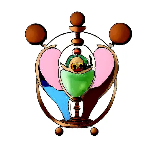 An hourglass with Merry and Sonny from One Piece inside  tattoo design idea