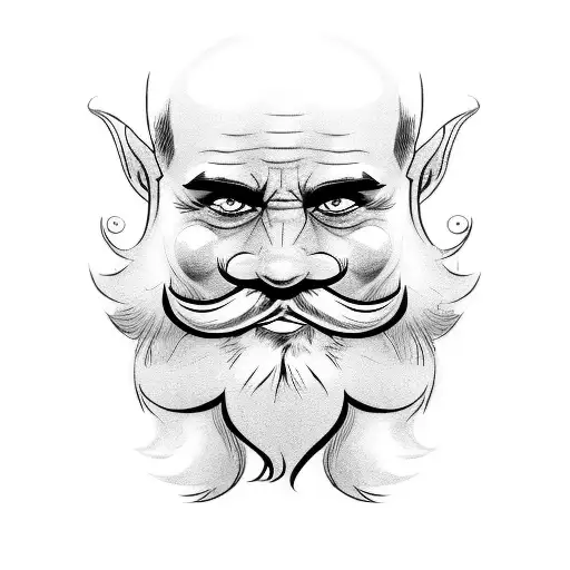 face outline dwarf beard tattoo design idea