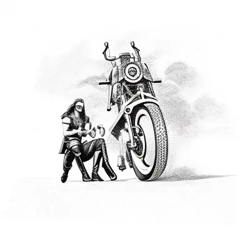 Biker  proposing to viking woman  tattoo design idea