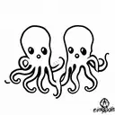 Two cute octopus  tattoo design idea